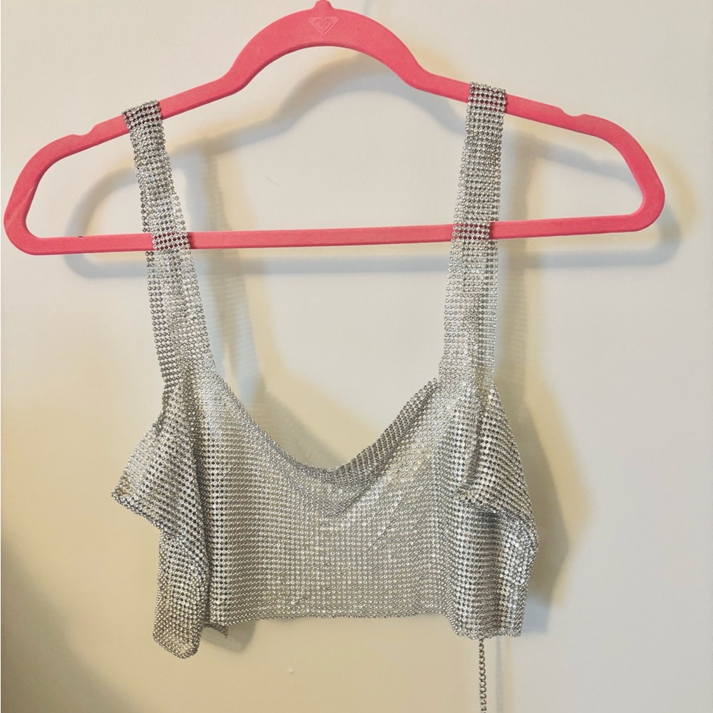 Silver Chainmail Crop Top Small